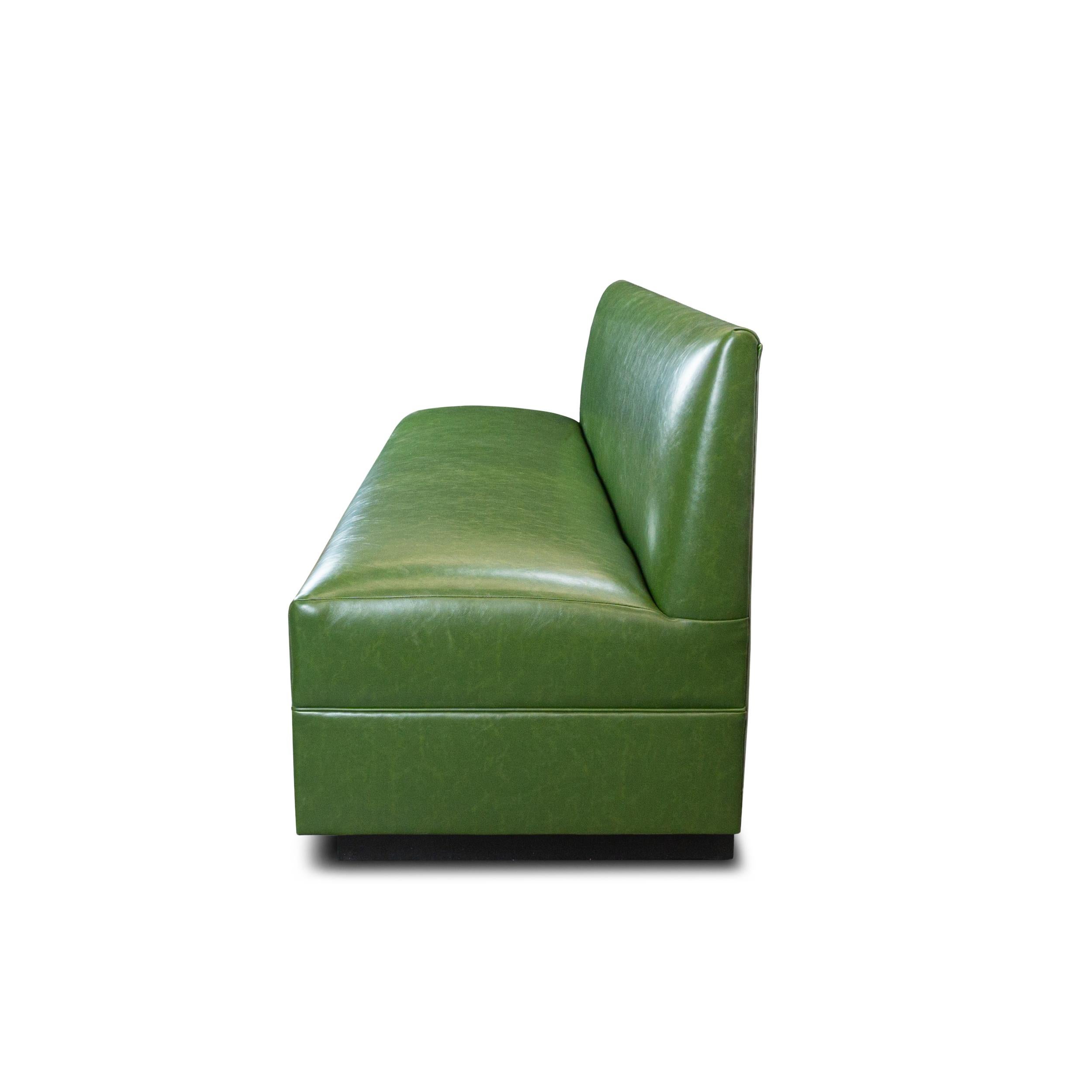 Green Faux Leather Tight Seat Banquette, Customizable For Sale 2