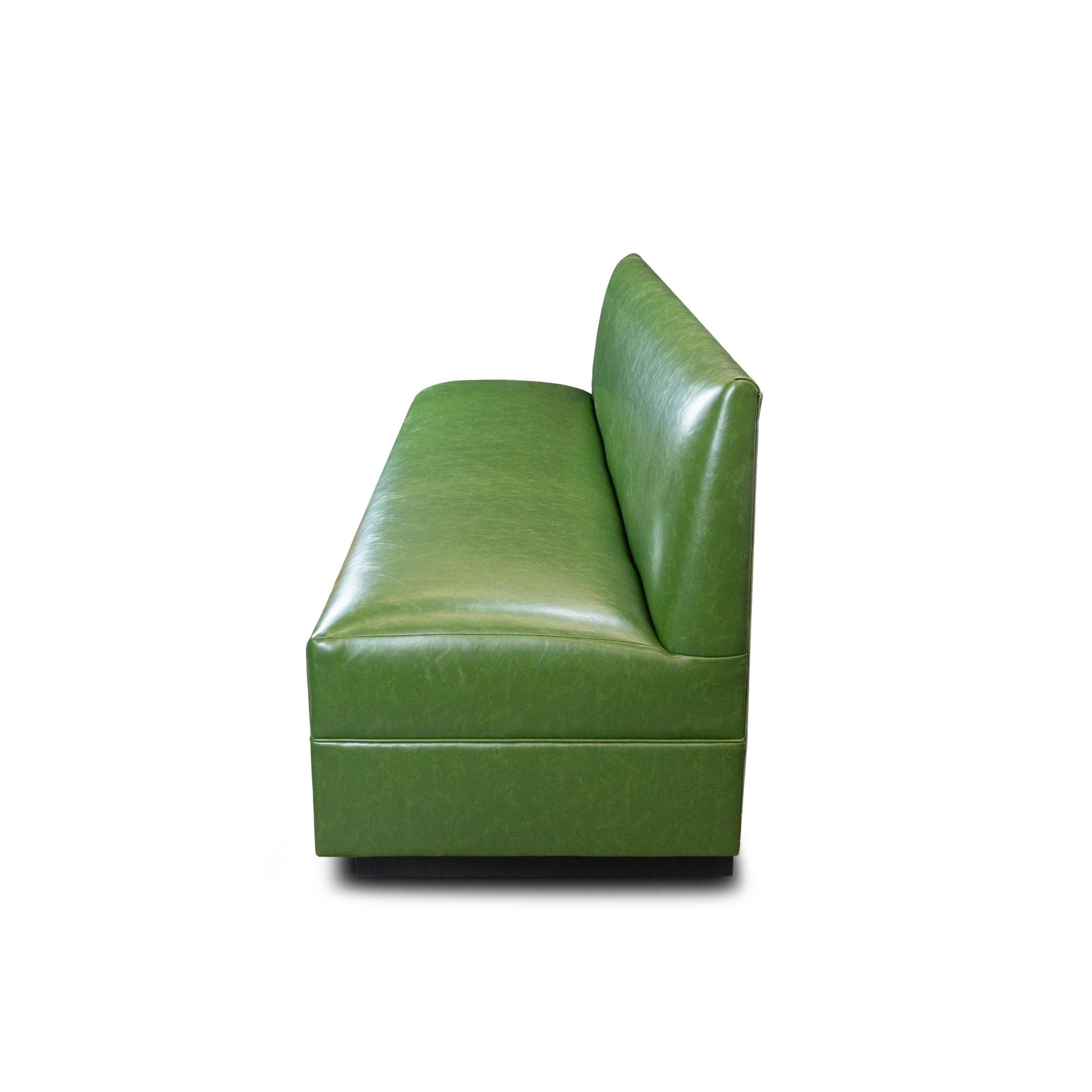Green Faux Leather Tight Seat Banquette, Customizable For Sale 3