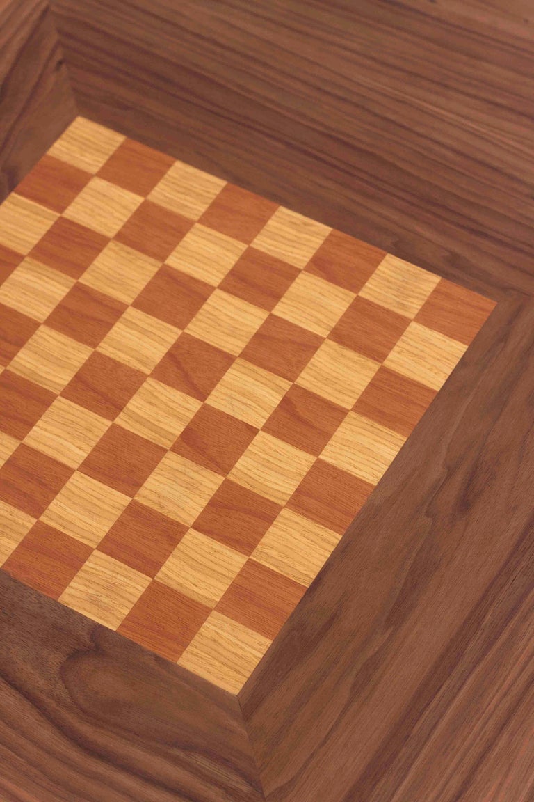 Green Felt Game Table, Reversible Wood Top, Chessboard, Drawers with Cup Holders For Sale at 1stDibs