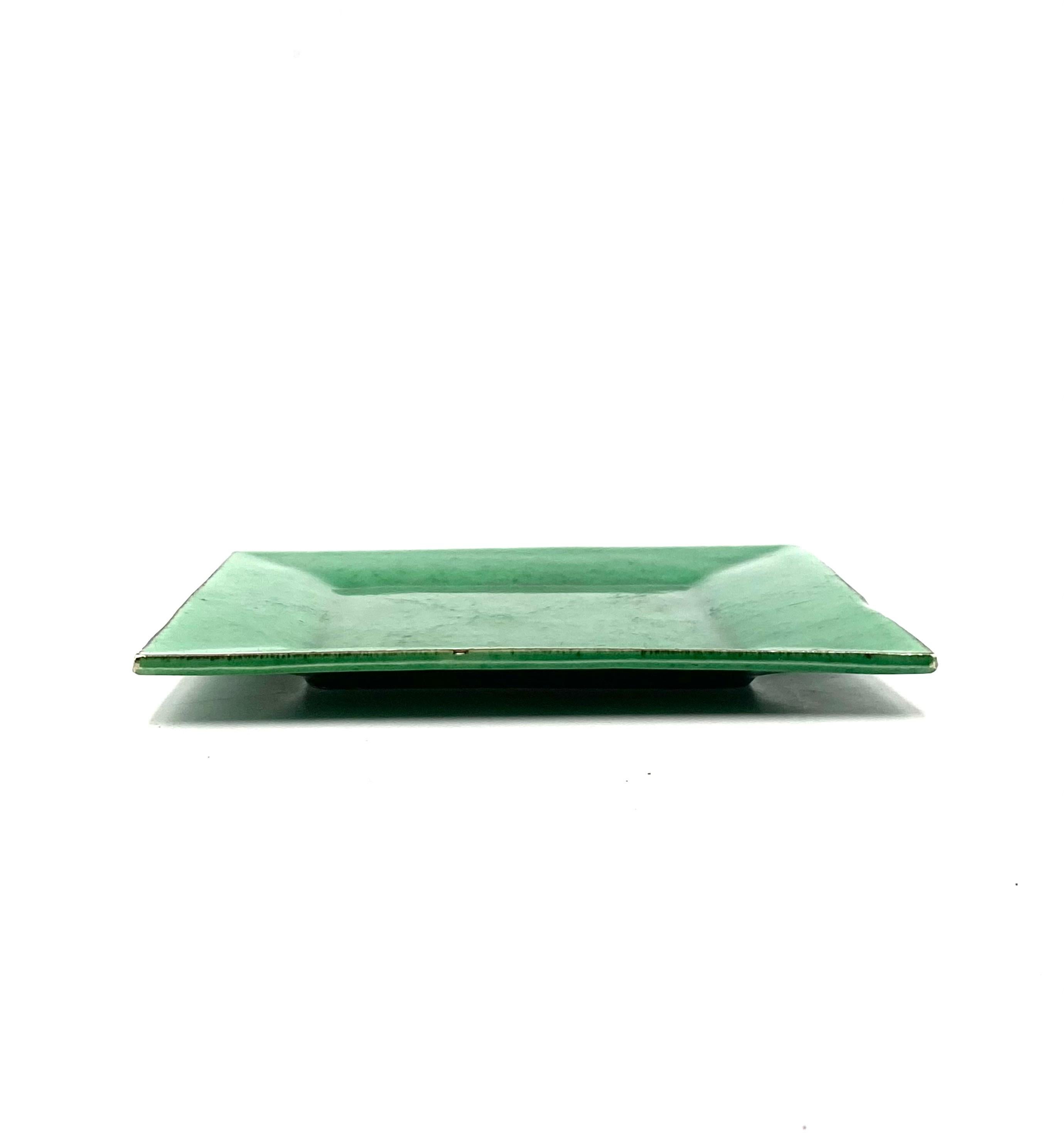 Green Fire-Glazed ceramic vide poche, France, ca. 1960 For Sale 4