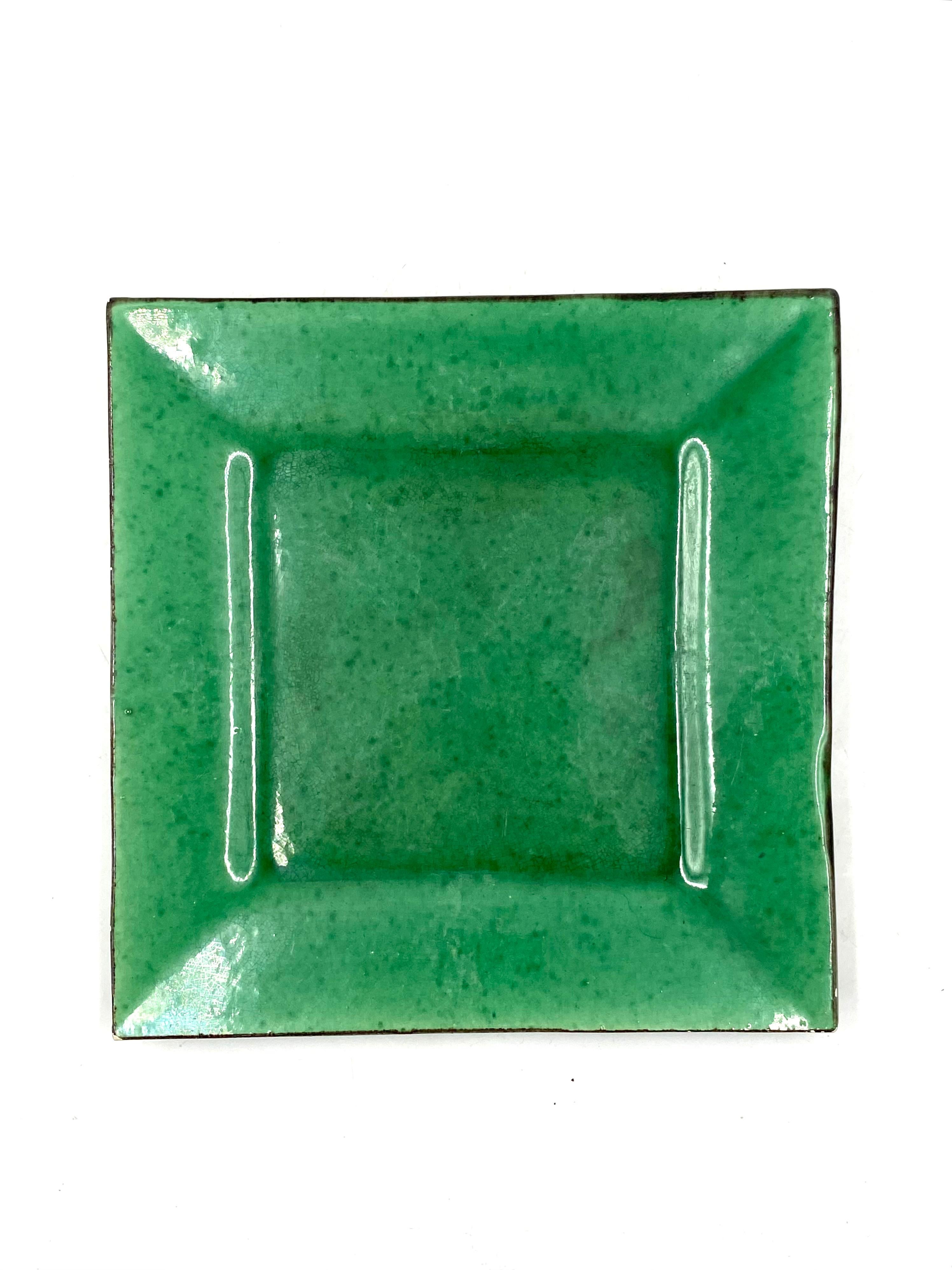 Green Fire-Glazed ceramic vide poche, France, ca. 1960 For Sale 5