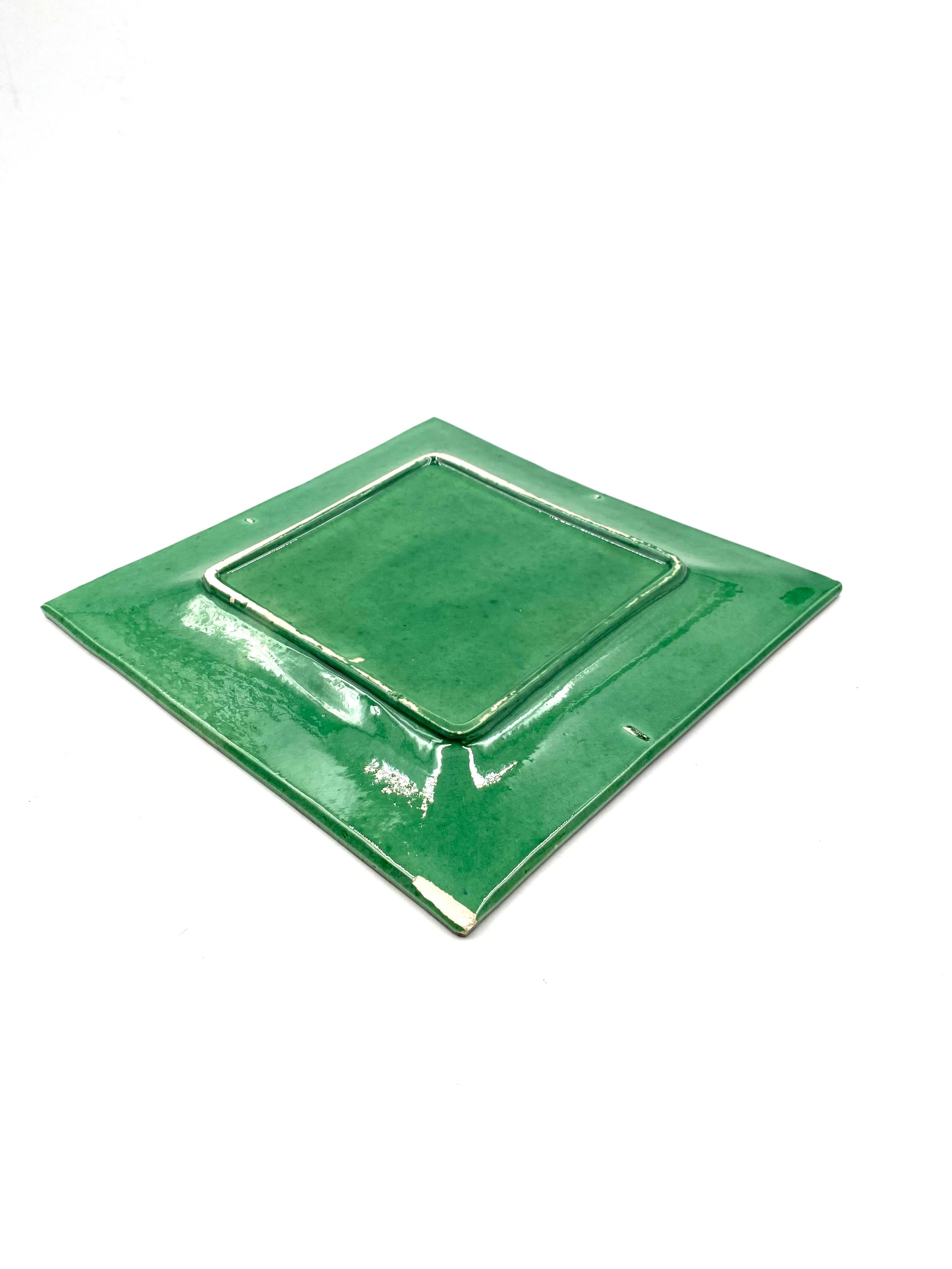 Green Fire-Glazed ceramic vide poche, France, ca. 1960 For Sale 7