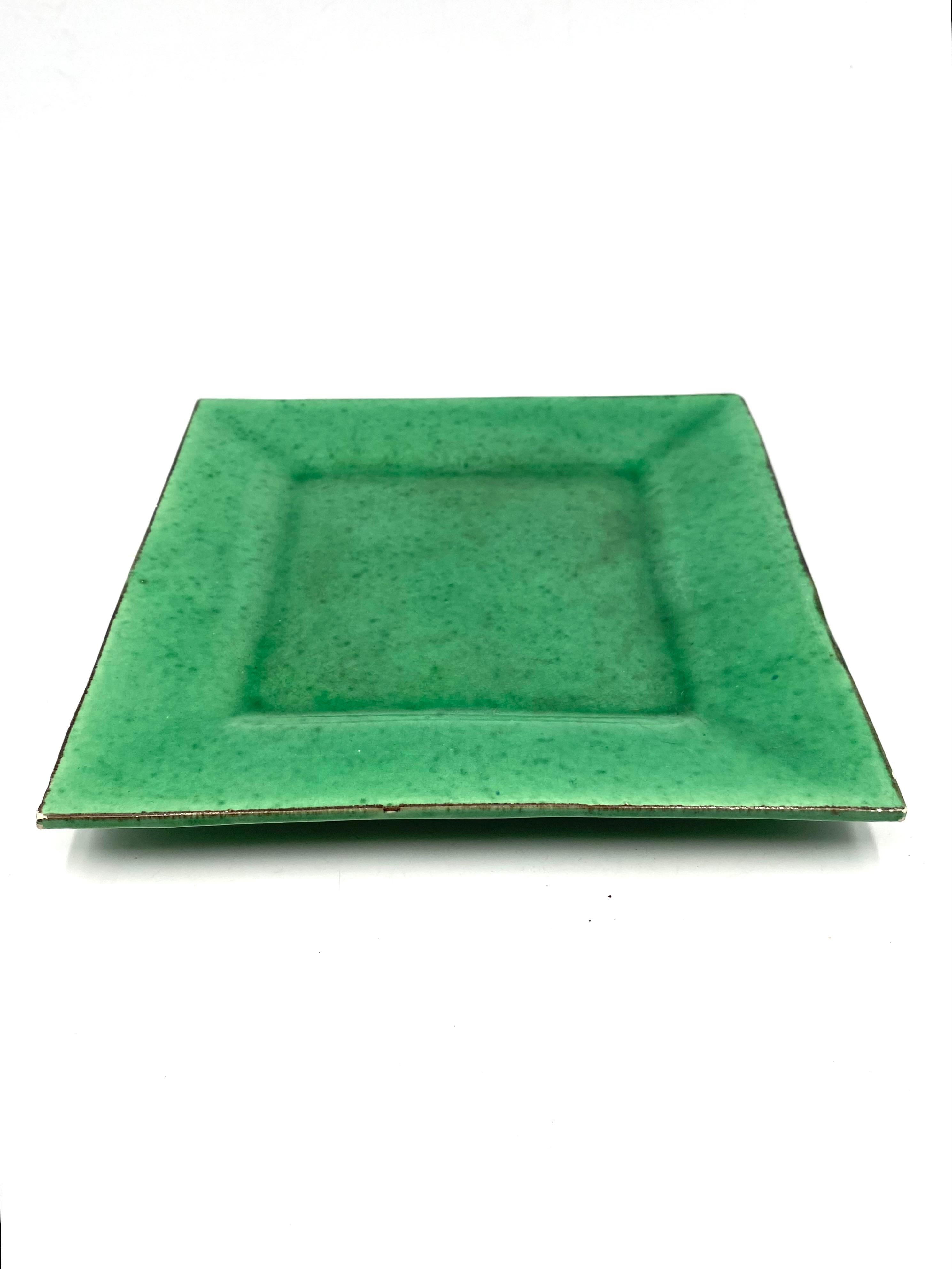 Green Fire-Glazed ceramic vide poche, France, ca. 1960 For Sale 8