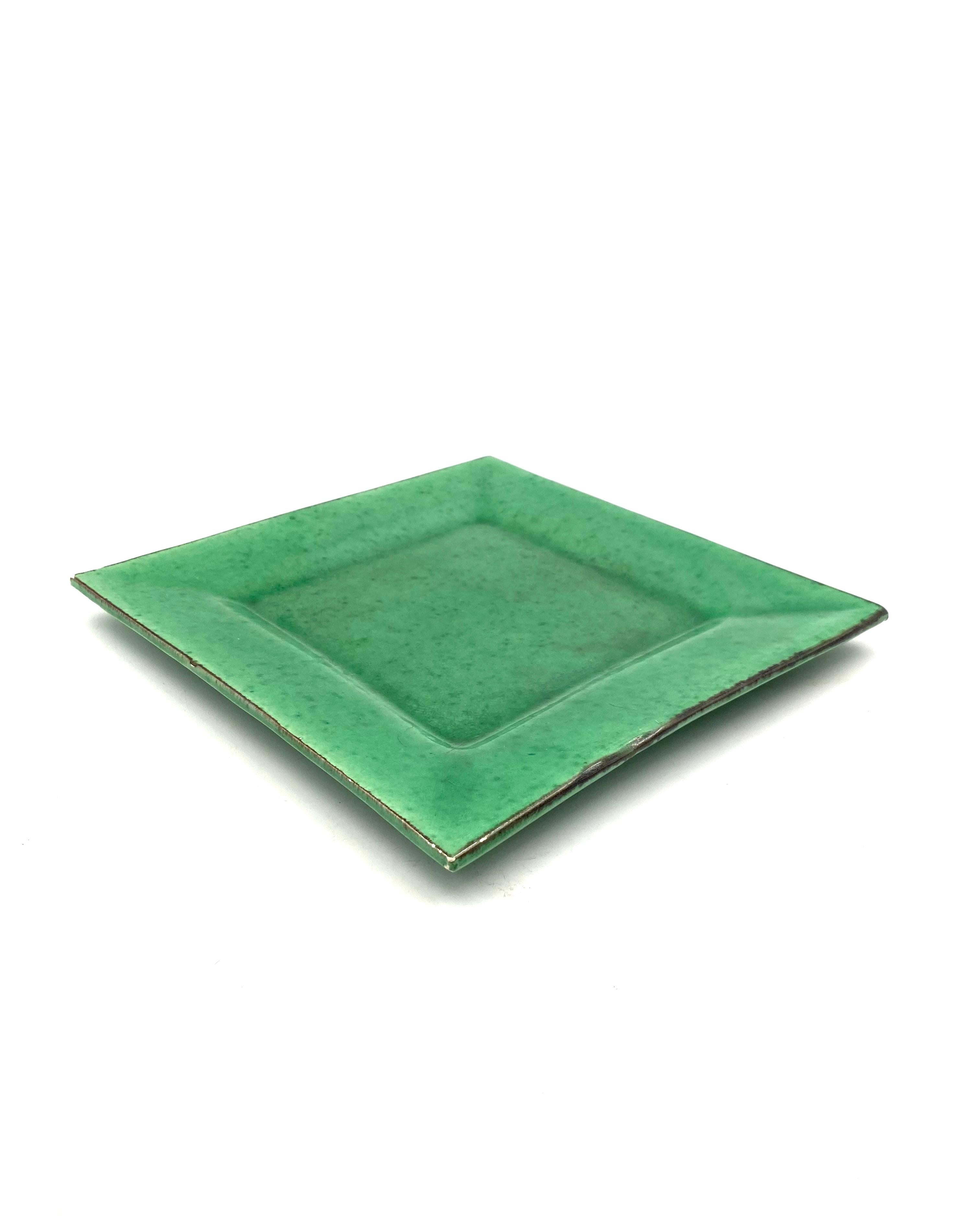 Green Fire-Glazed ceramic vide poche, France, ca. 1960 For Sale 9
