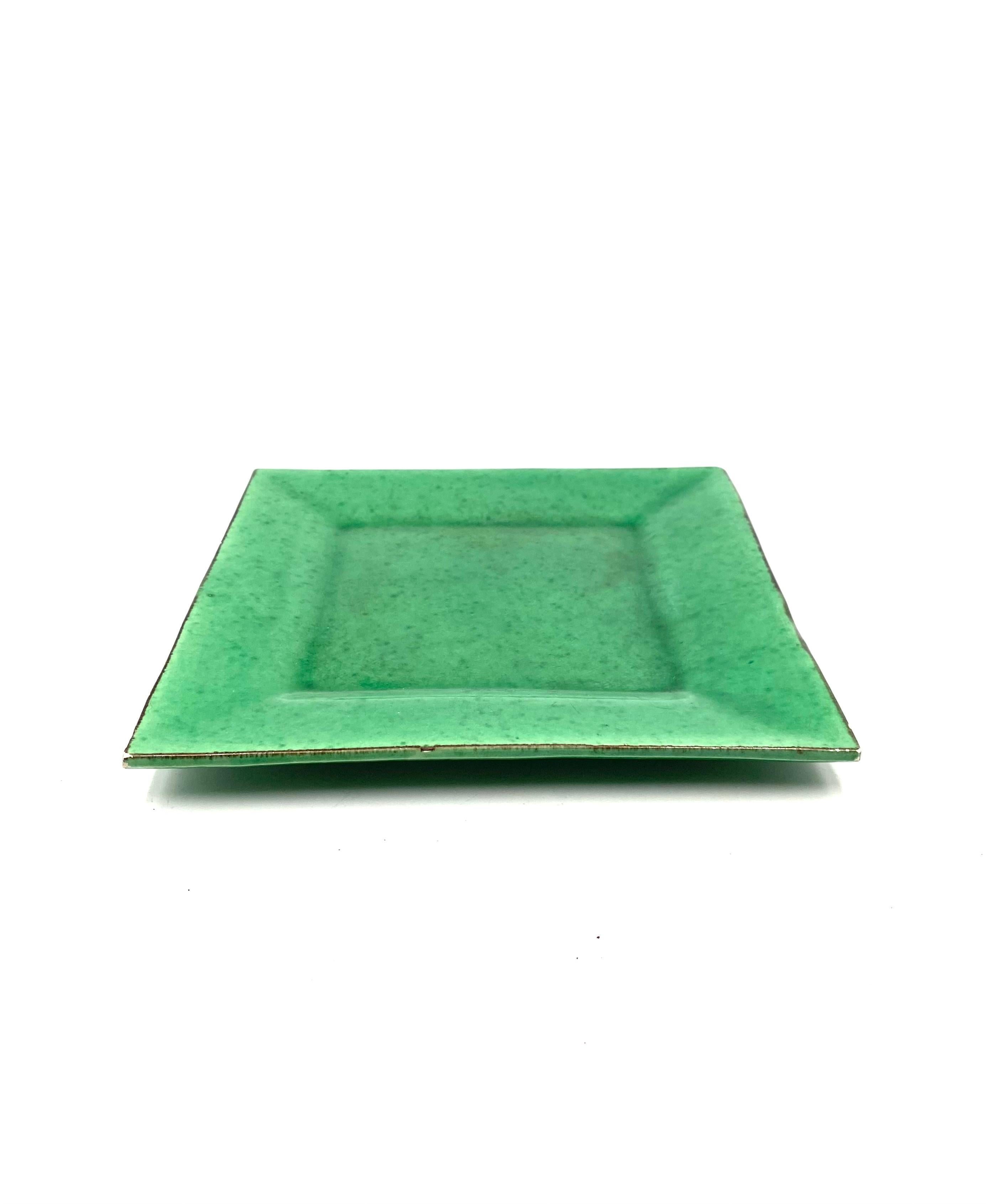 Green Fire-Glazed ceramic vide poche, France, ca. 1960 For Sale 2
