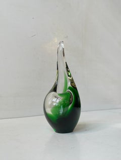 Green 'Flamingo' Art Glass Vase by Per Lütken for Holmegaard, 1950s