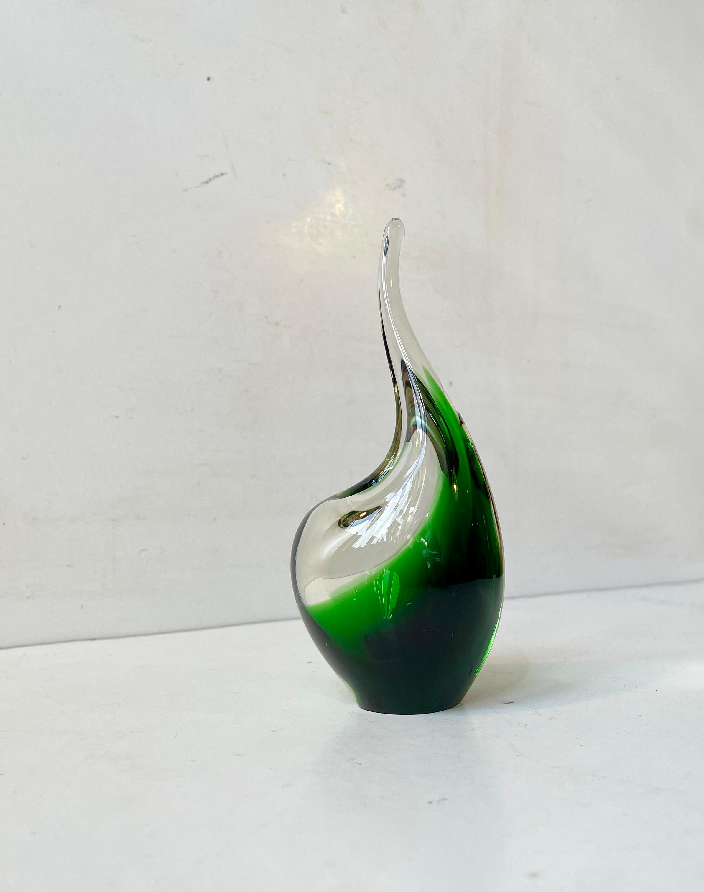 Danois Vase en verre d'art vert 