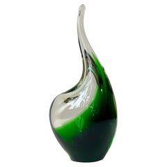 Green 'Flamingo' Art Glass Vase by Per Lütken for Holmegaard, 1950s
