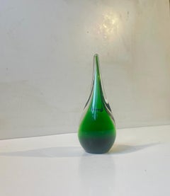 Green Flamingo Orchid Art Glass Vase by Per Lütken for Holmegaard, 1957