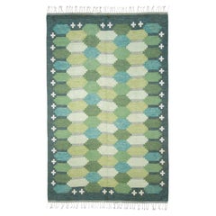 Vintage Flat-weave wool rug by Swedish textile designer Ulla Parkdal