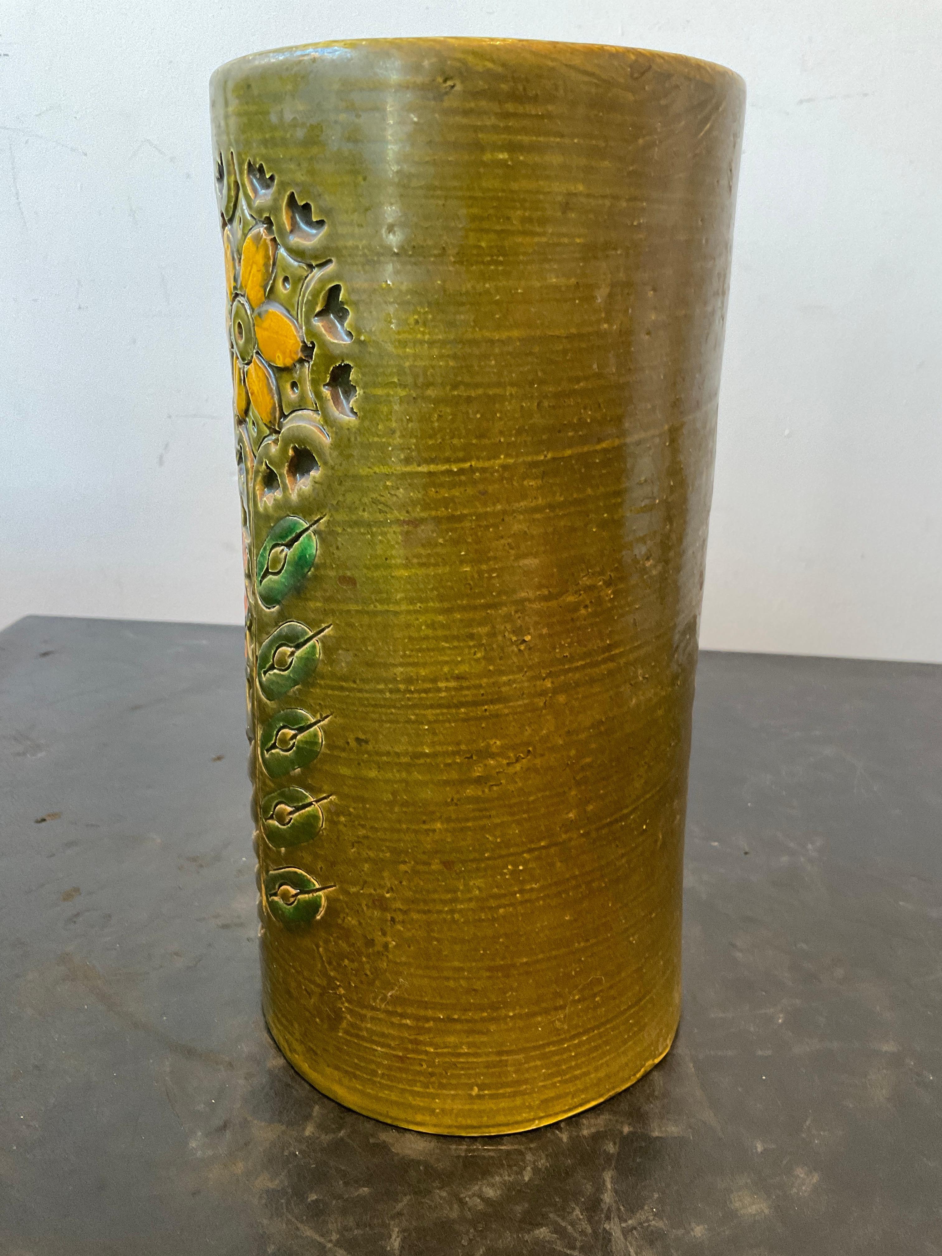 Jarrón Bitossi Floral Verde en Bueno estado para la venta en Tarrytown, NY