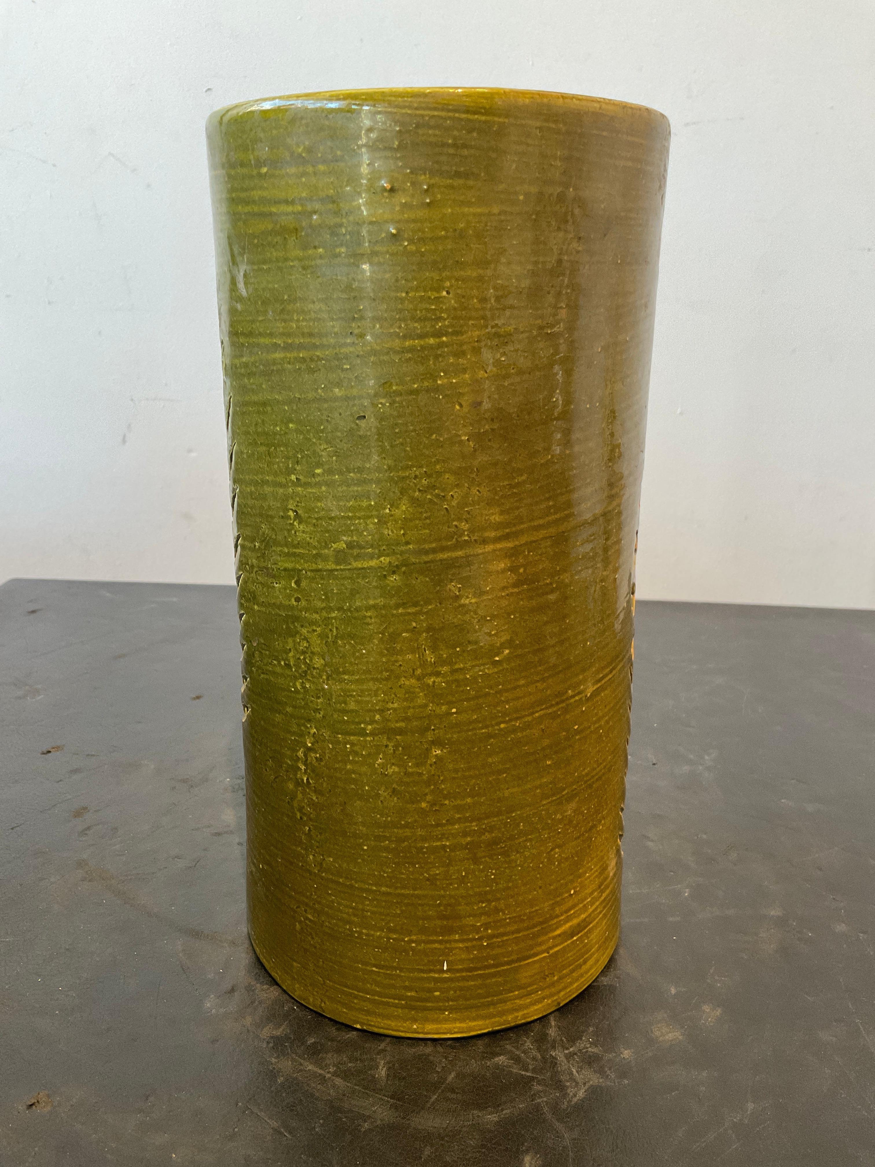 Jarrón Bitossi Floral Verde Cerámico en venta