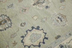 Green Floral Design Handwoven Wool Turkish Oushak Rug 5'10" x 8'6"