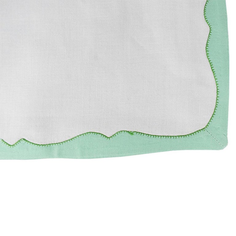 Green Floral Fabric Placemats and Napkins, Set of 6 For Sale at 1stDibs