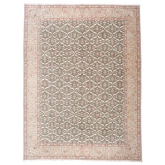 Green Floral Lattice Rug