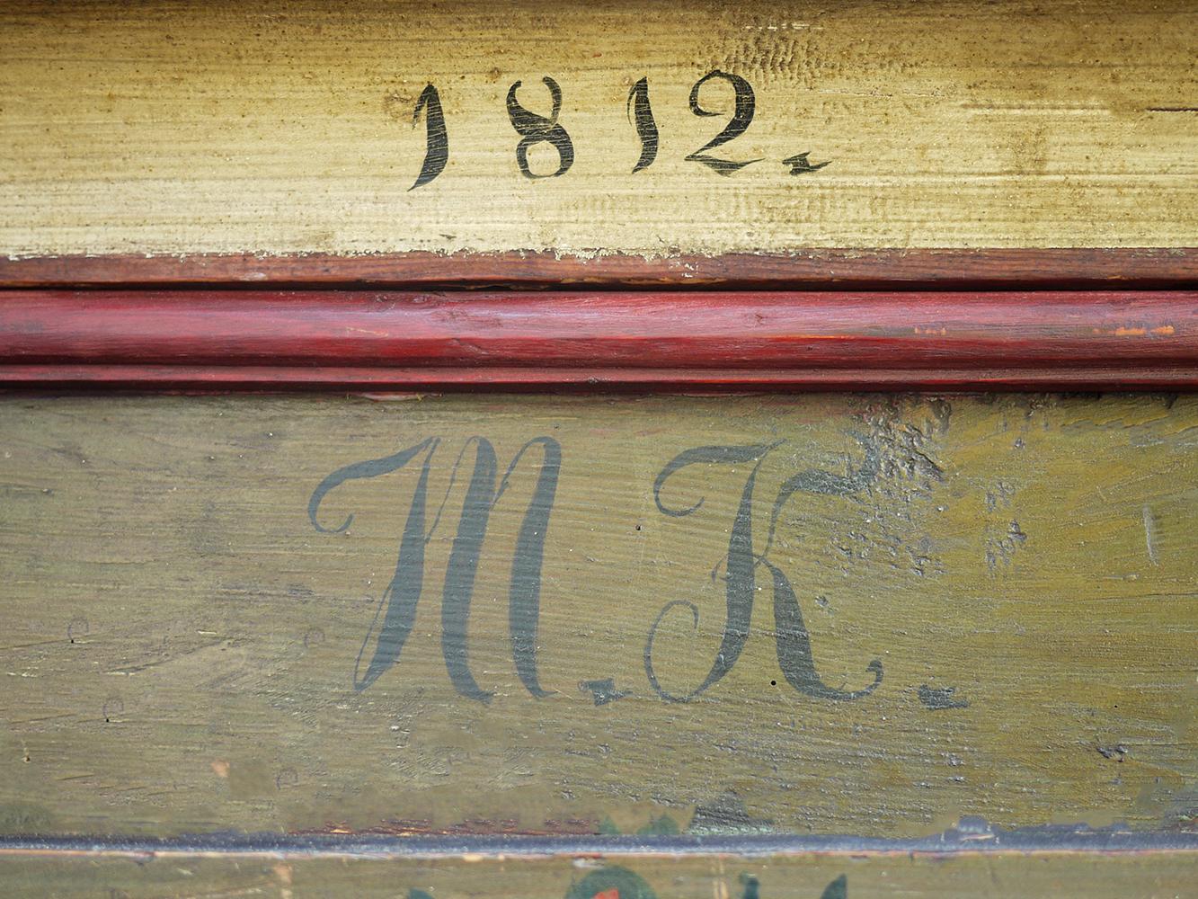 Green Floral Painted Cabinet with Roses, 1812, Central Europe 3