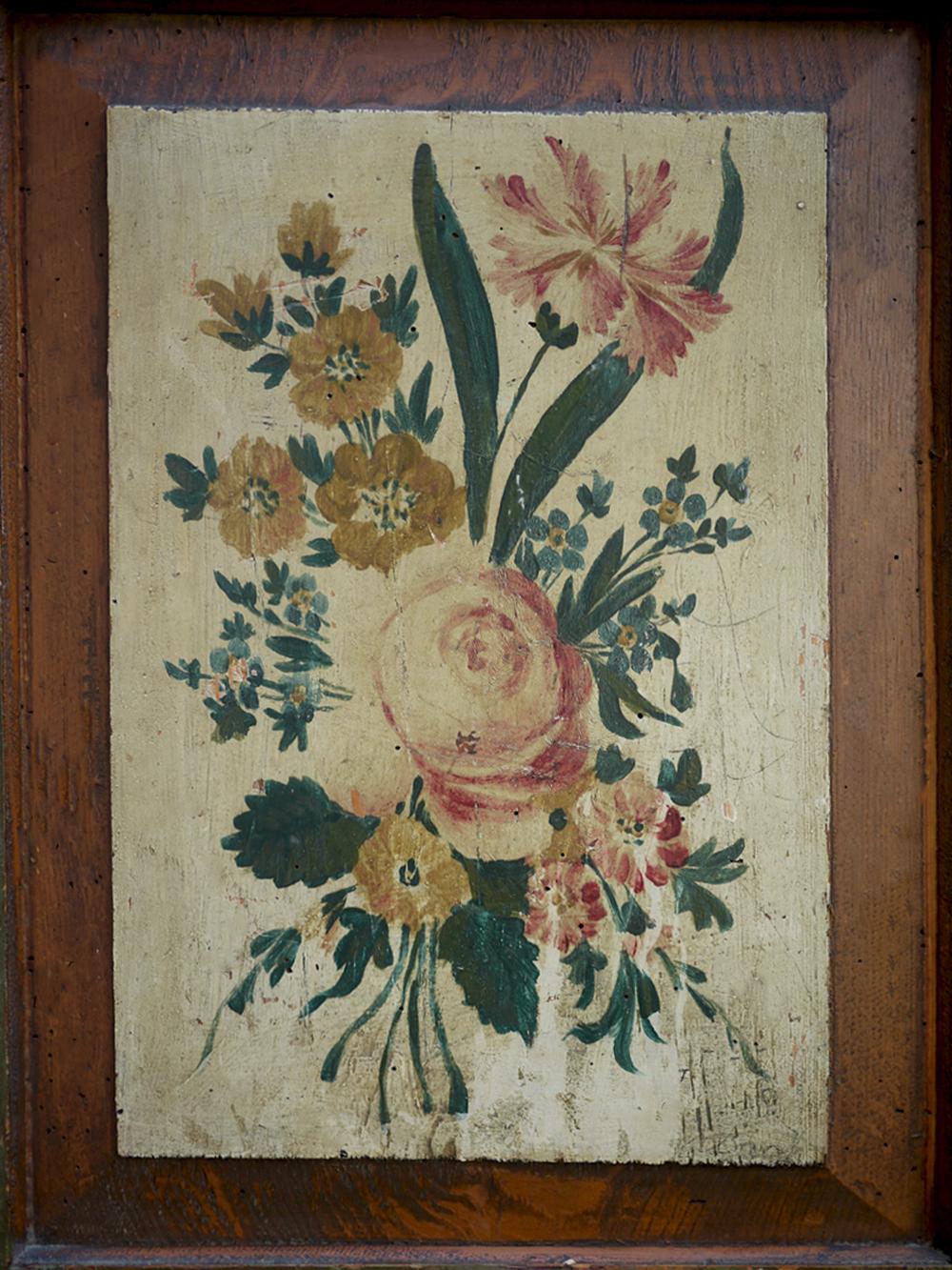 Italian Green Floral Painted Cabinet with Roses, 1812, Central Europe