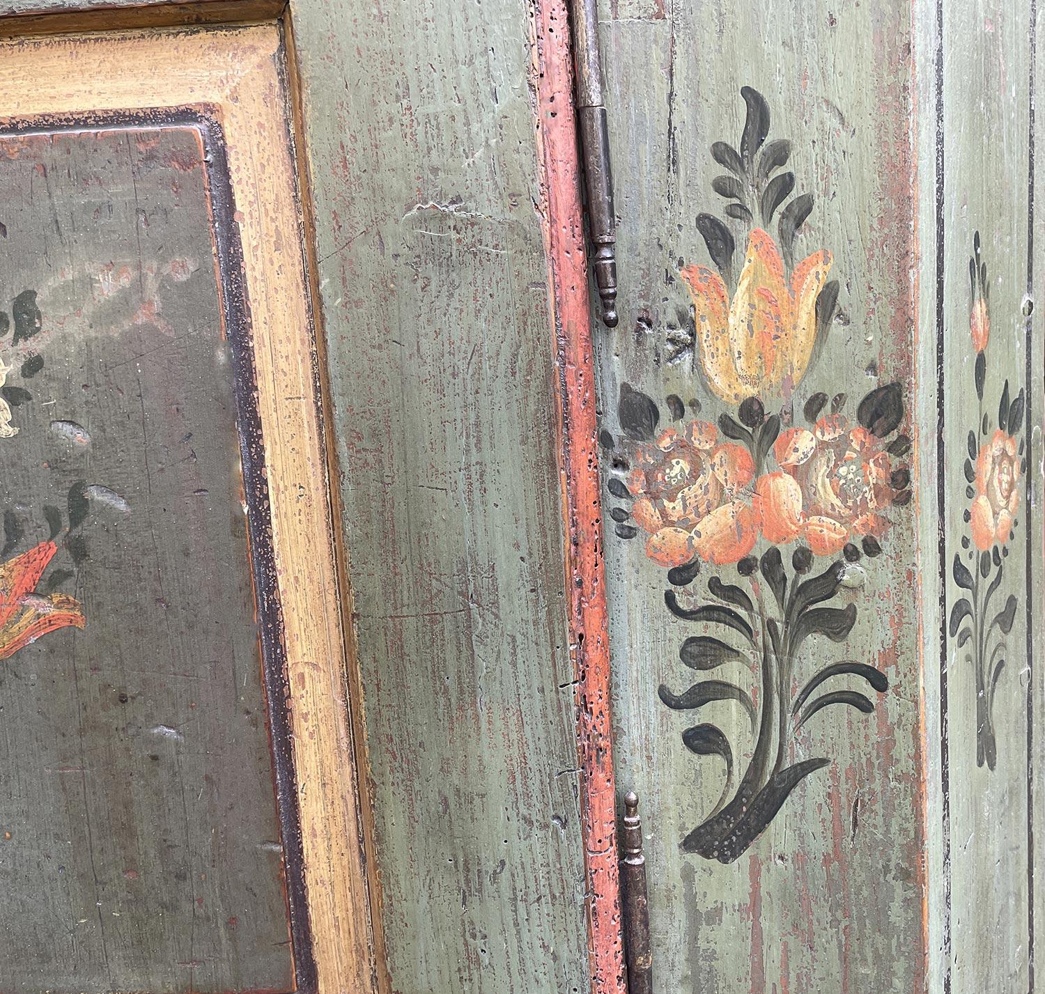 Green Floral Painted Cupboard, Central Europe, Circa 1810 2