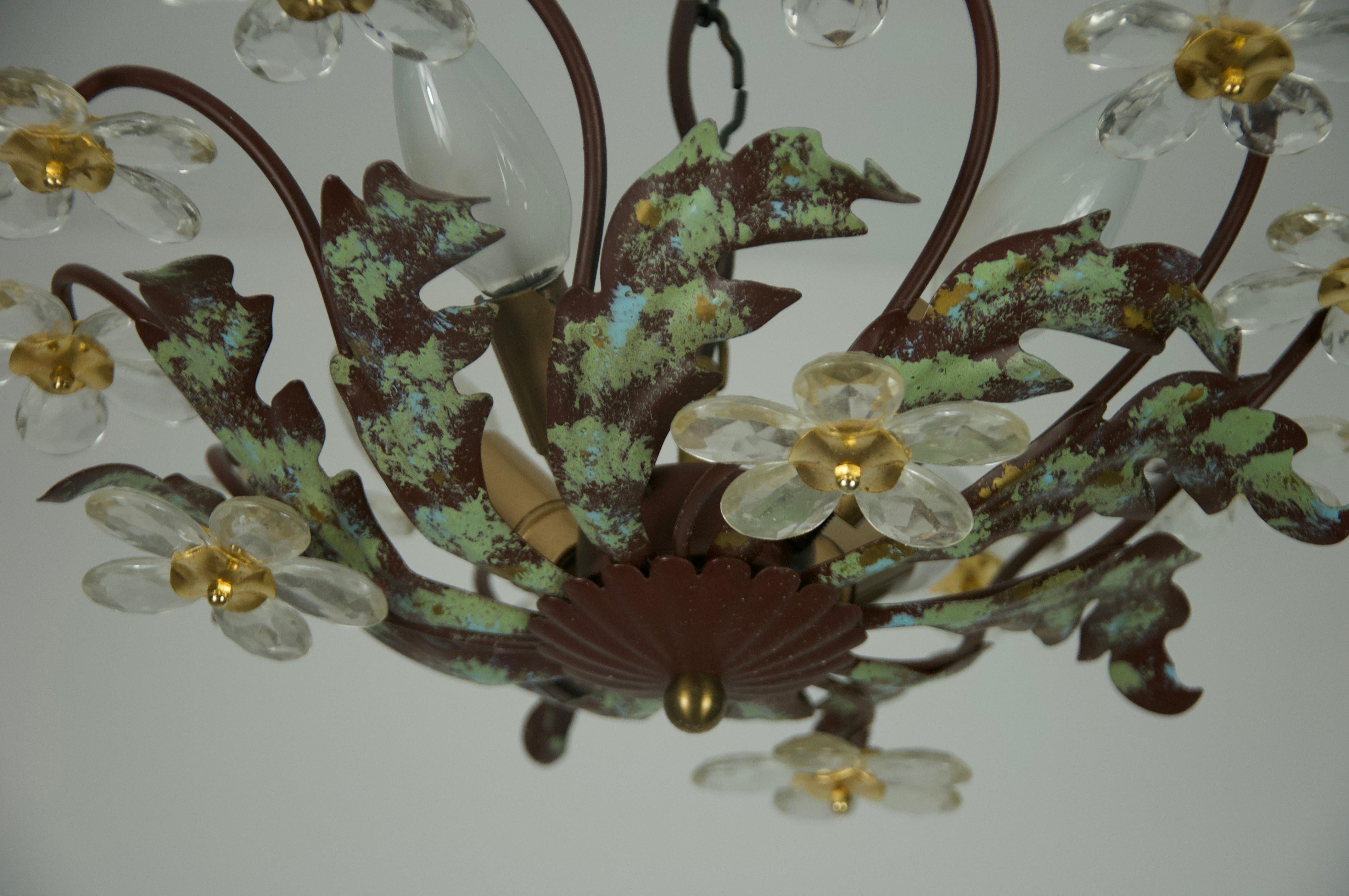 Green Florentine Flower Shape Ceiling Lamp by Banci Firenze, Italy, 1970s in vendita 3