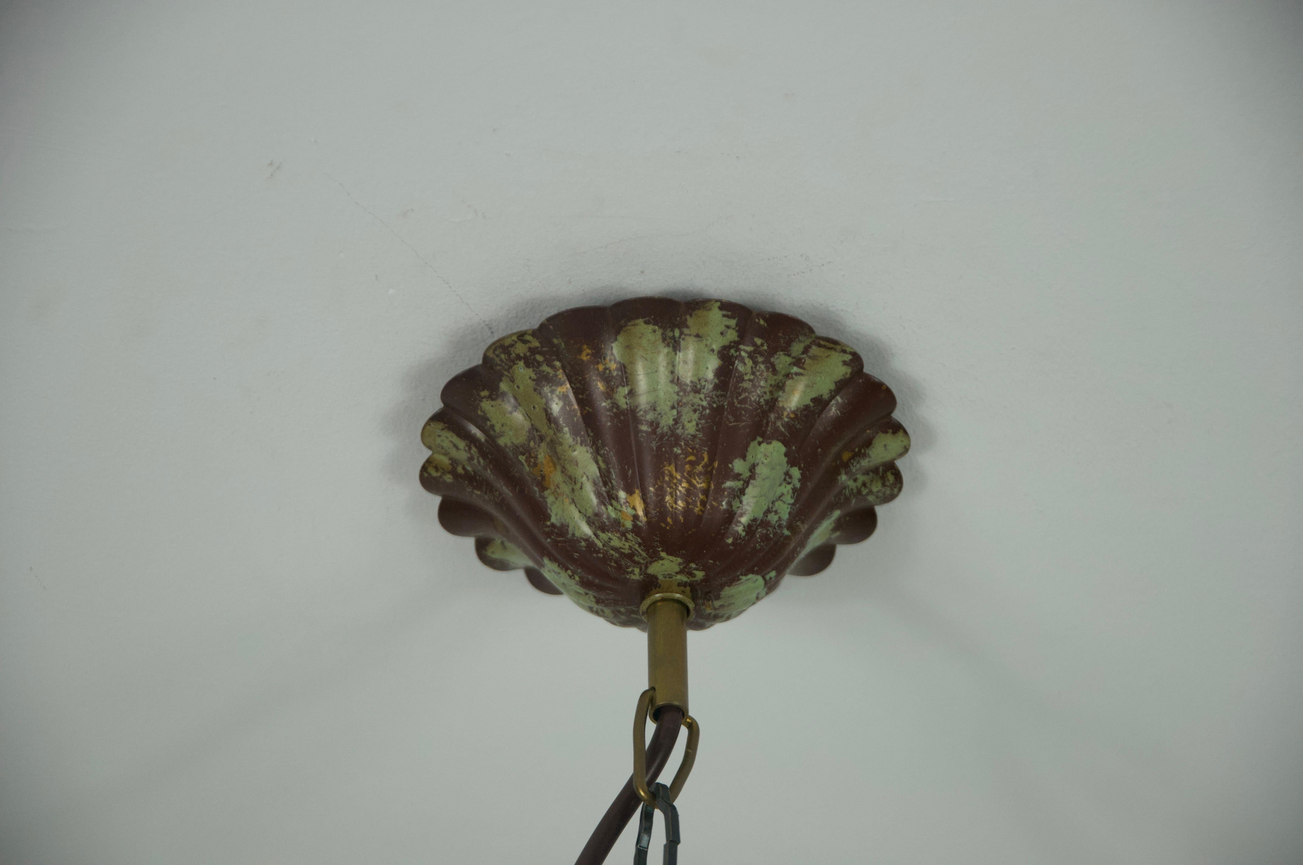 Green Florentine Flower Shape Ceiling Lamp by Banci Firenze, Italy, 1970s in vendita 4
