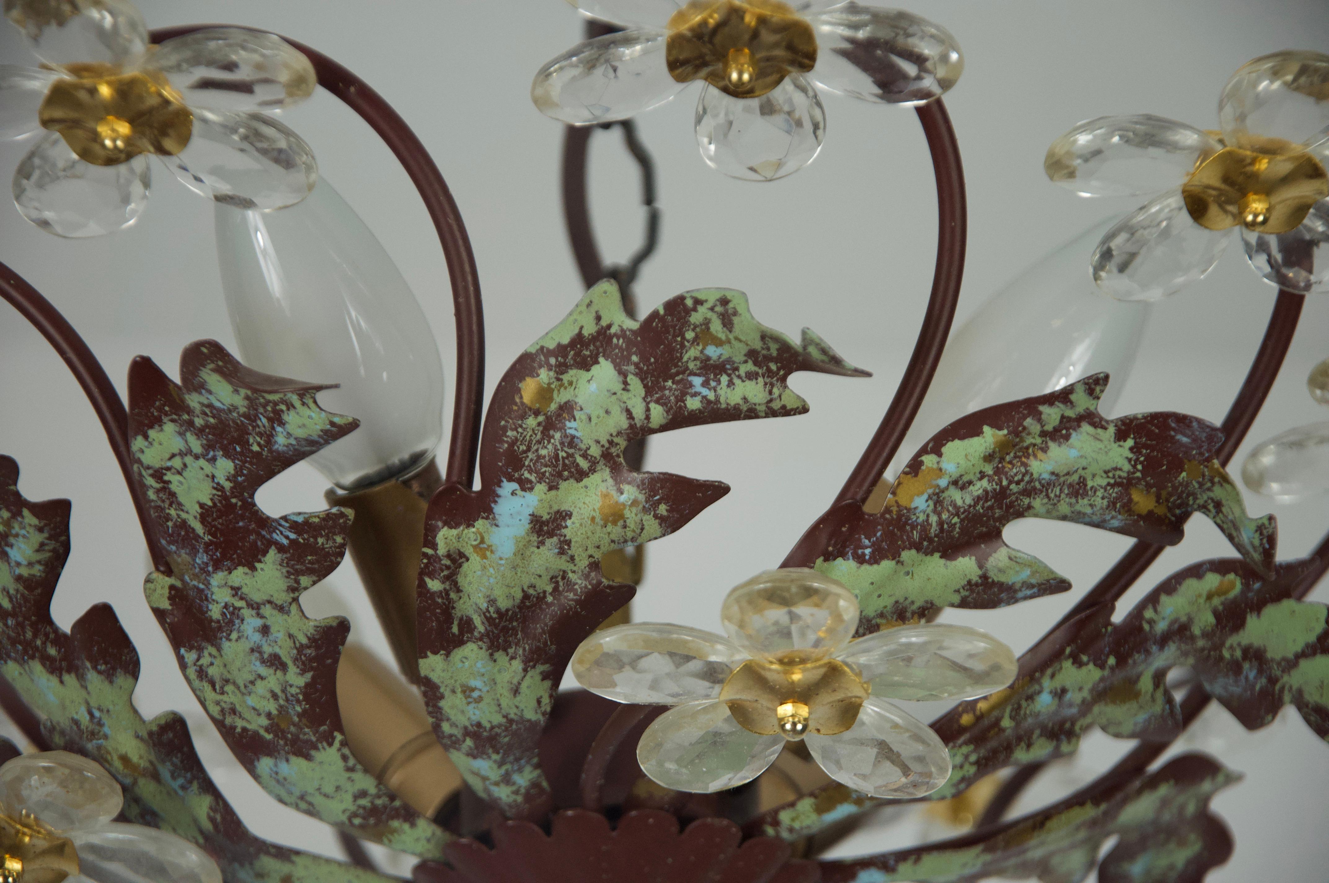 Green Florentine Flower Shape Ceiling Lamp by Banci Firenze, Italy, 1970s in vendita 5