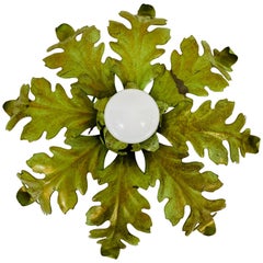 Green Florentine Flower Shape Flushmount Attributed to Banci Firenze, 1950s