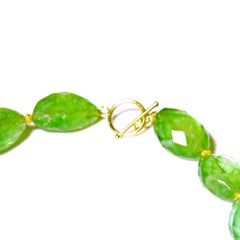 Green Flourite Faceted Necklace with 18 Karat Gold Clasp and Rondelles