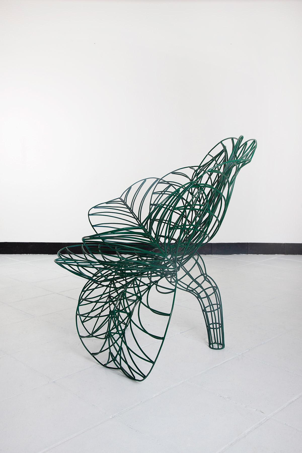 Metal Green Flower Armchair 