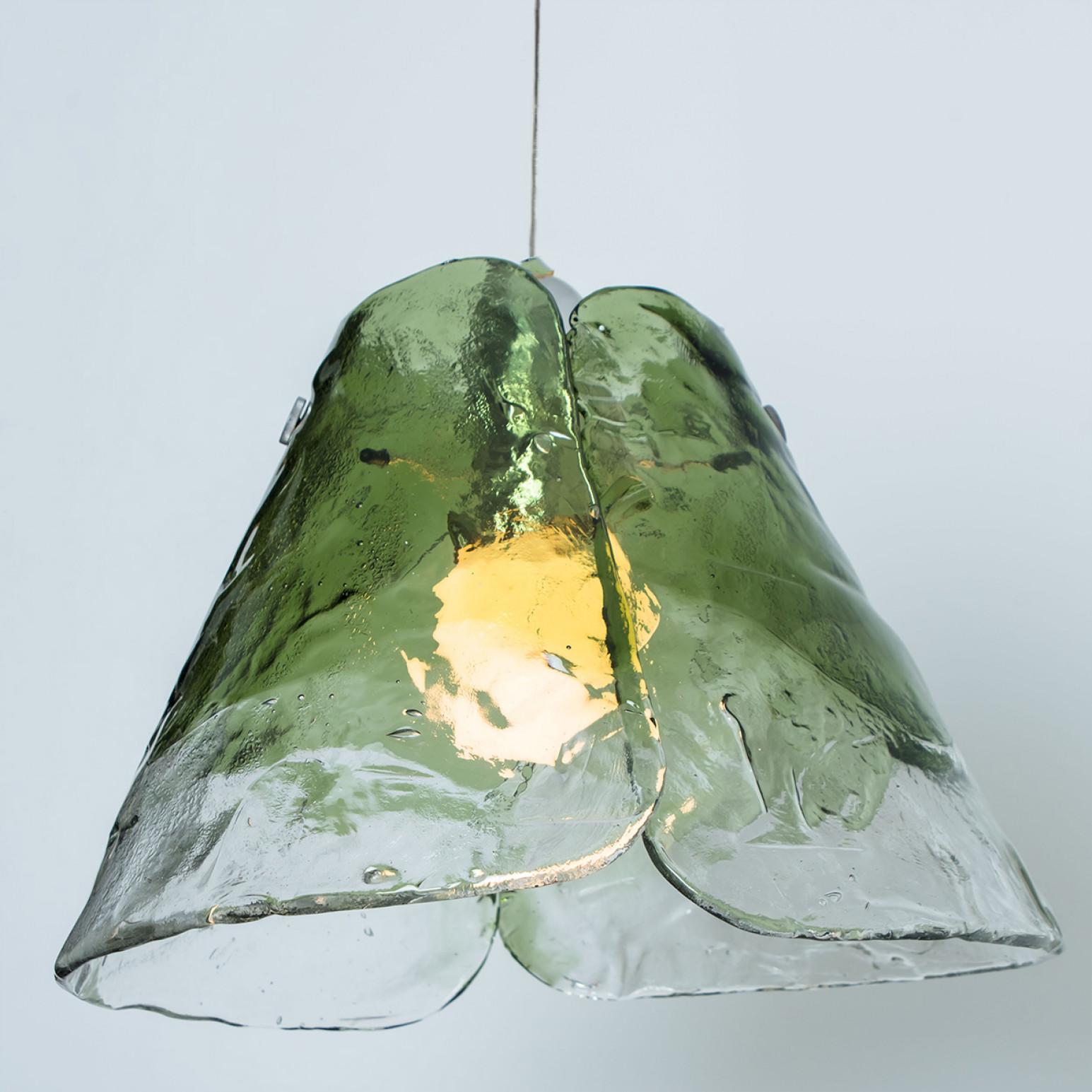 Green Flower Pendant Light by Carlo Nason, 1960 For Sale 5