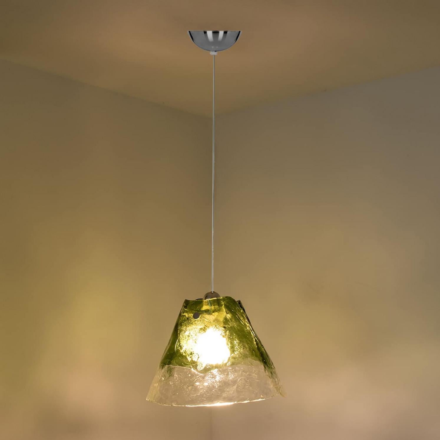 Green Flower Pendant Light by Carlo Nason, 1960 For Sale 6