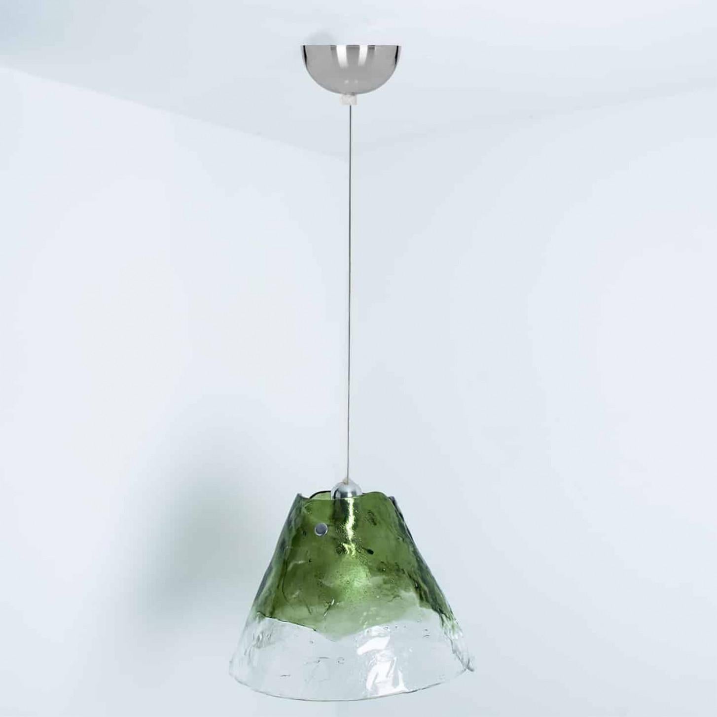 Mid-Century Modern Green Flower Pendant Light by Carlo Nason, 1960 For Sale