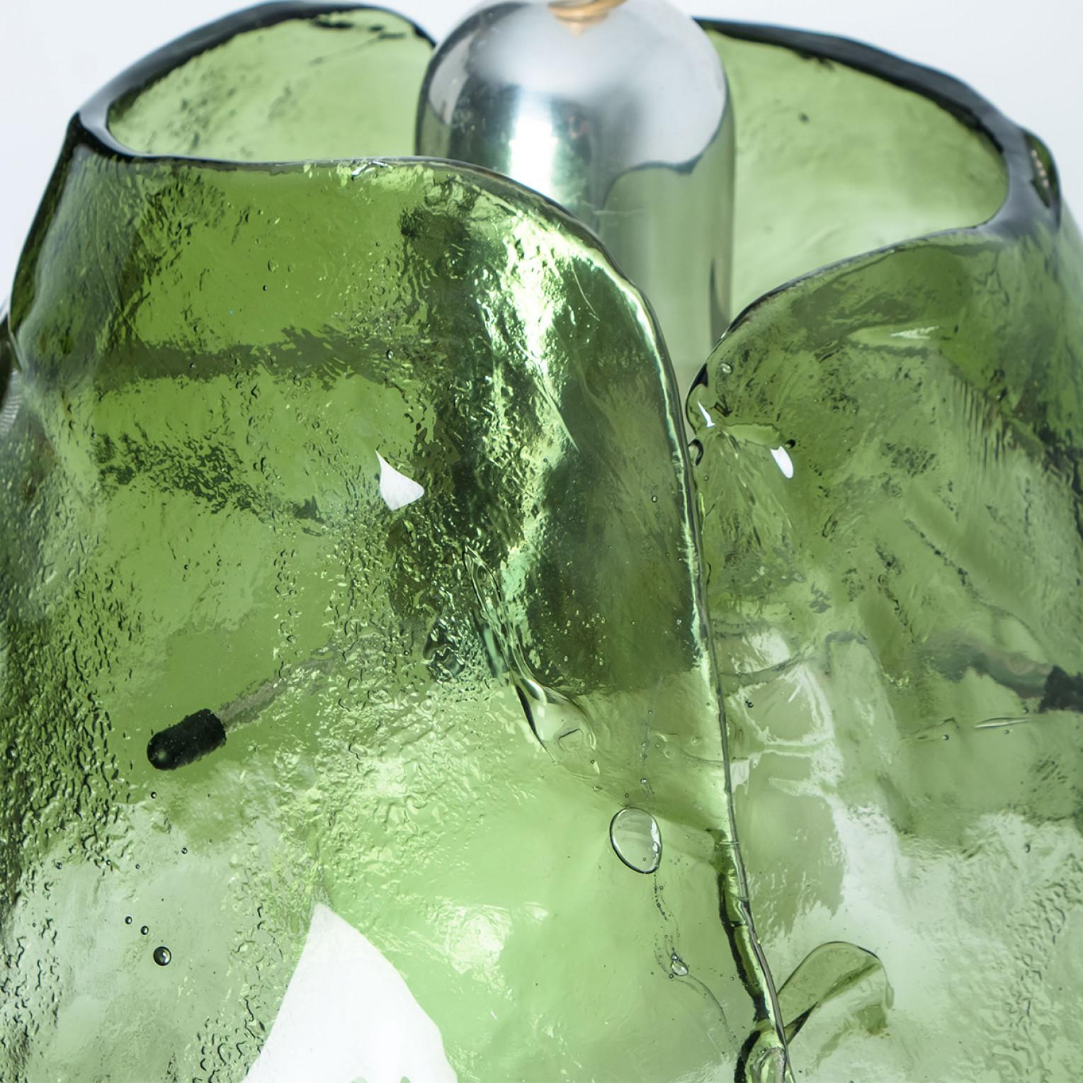 Glass Green Flower Pendant Light by Carlo Nason, 1960 For Sale