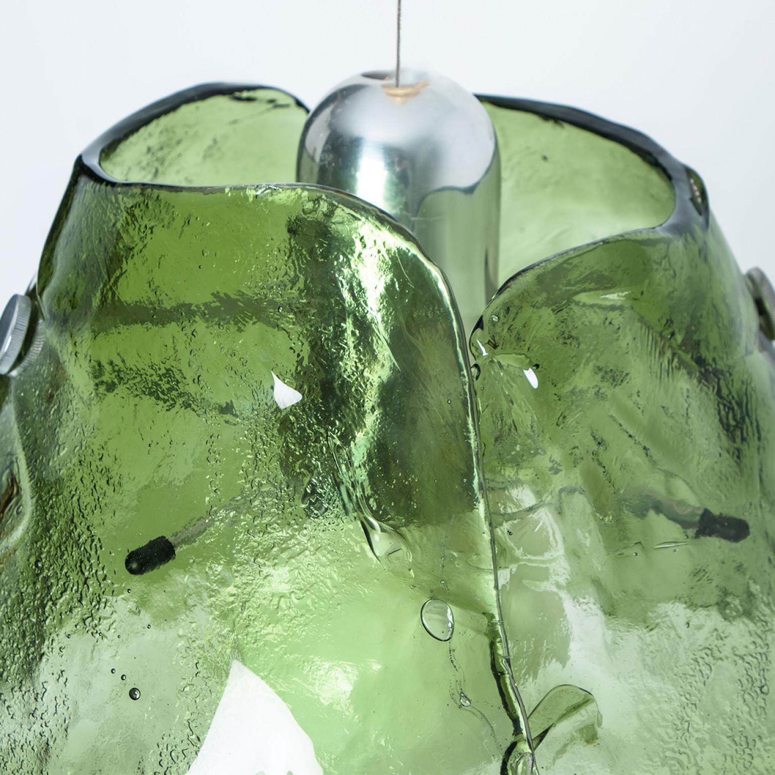 Green Flower Pendant Light by Carlo Nason, 1960 For Sale 1