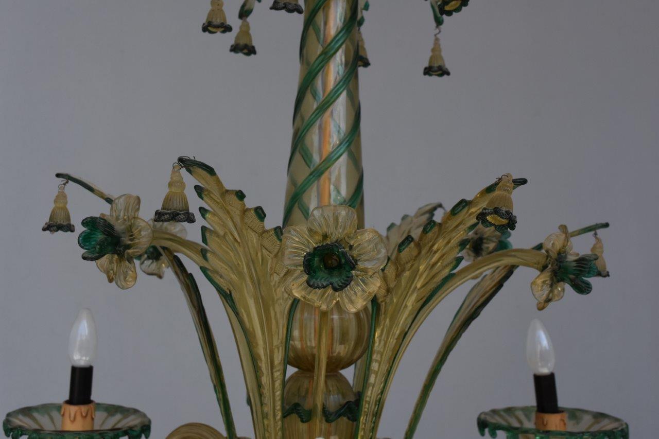 20th Century Green Flowers Murano's Chandelier, circa 1900