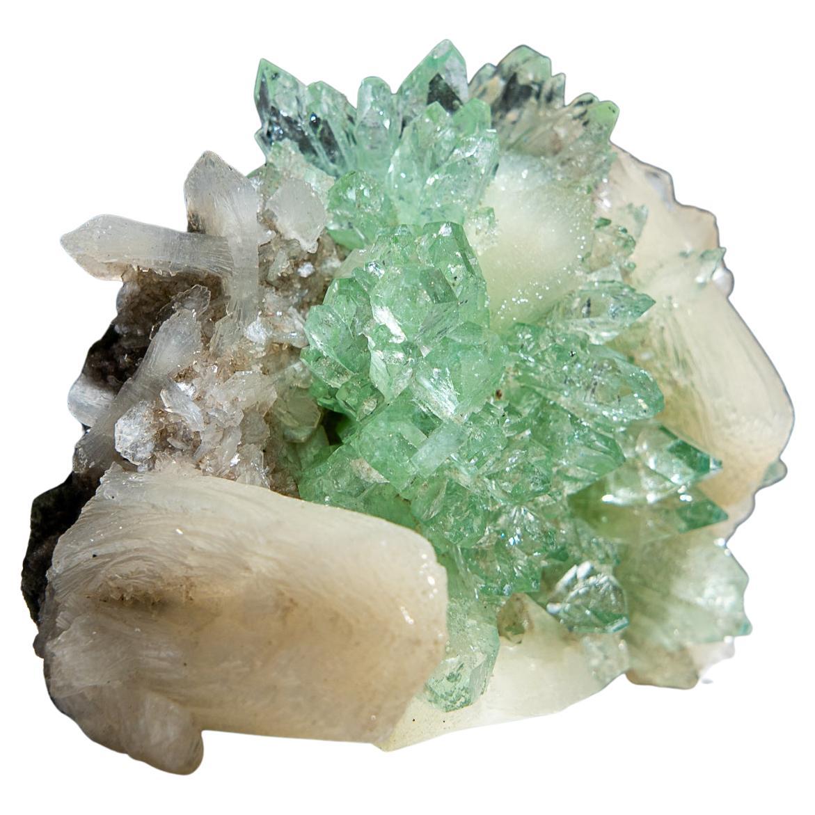 Minéral naturel vert véritable de Fluorapophyllite provenant d'Inde