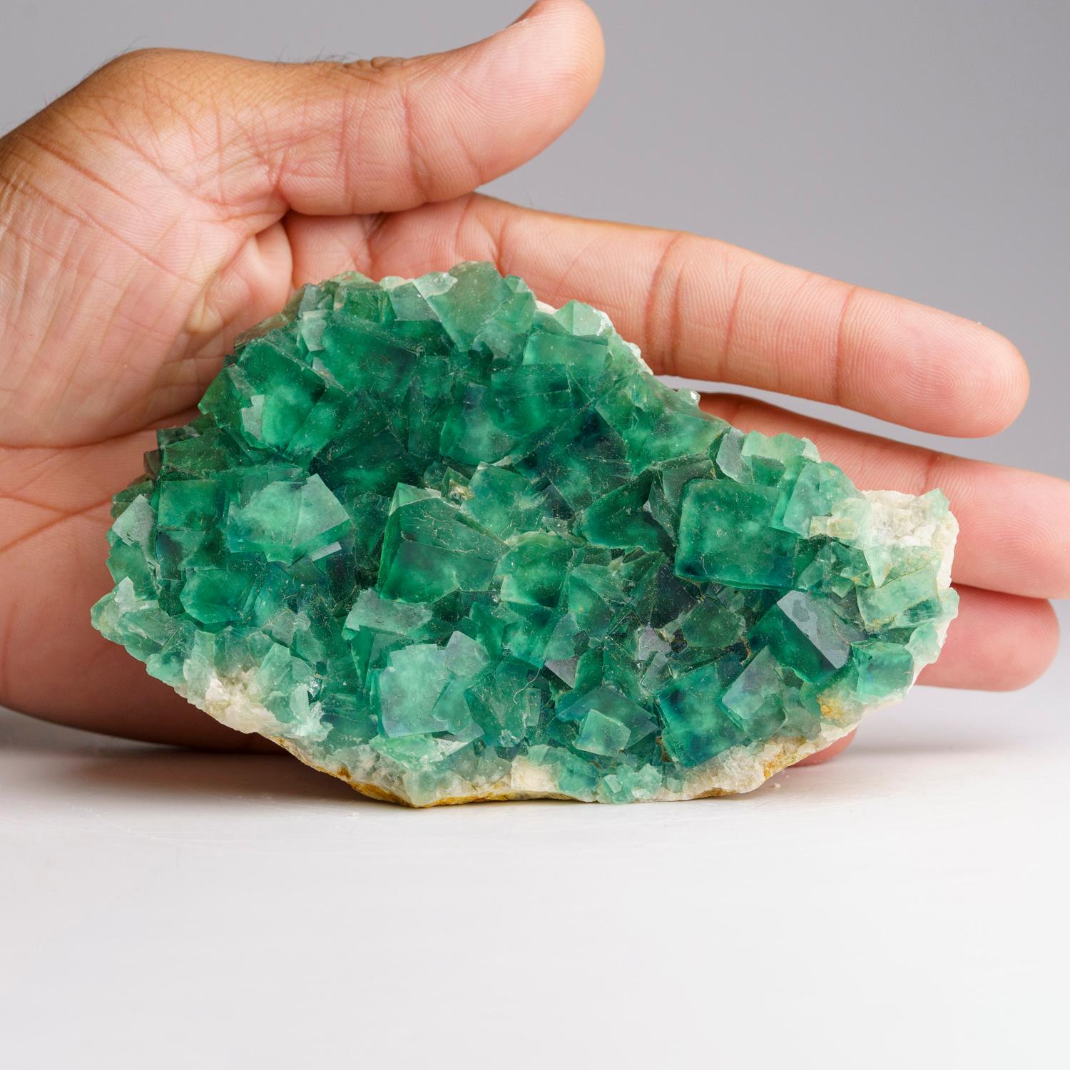 Cristallo Fluorite verde e calcite dalla miniera di Shanhua Pu,  Provincia di Hunan, Cina in vendita