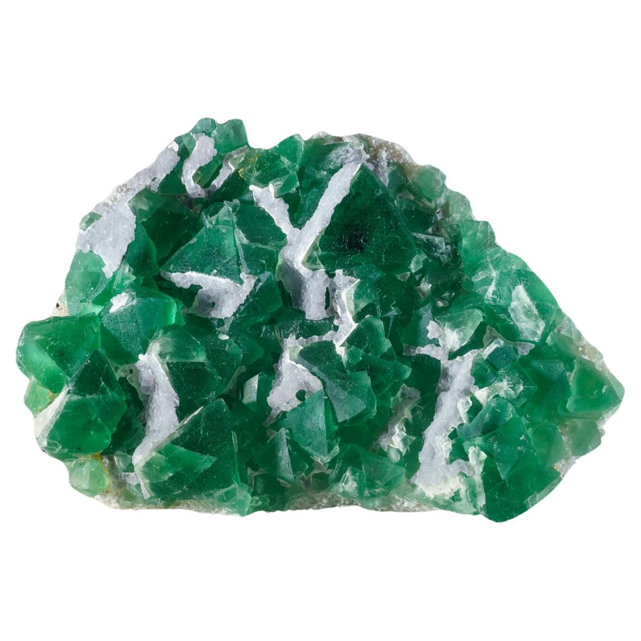 Green Fluorite and Calcite from Shanhua Pu Mine, Hunan Province, China For Sale