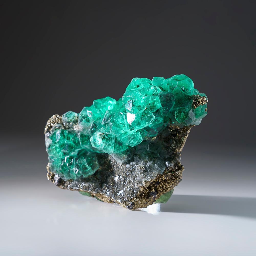 Green Fluorite with Pyrite from Huallapon Mine, Pasto Bueno, Ancash, Peru For Sale 1