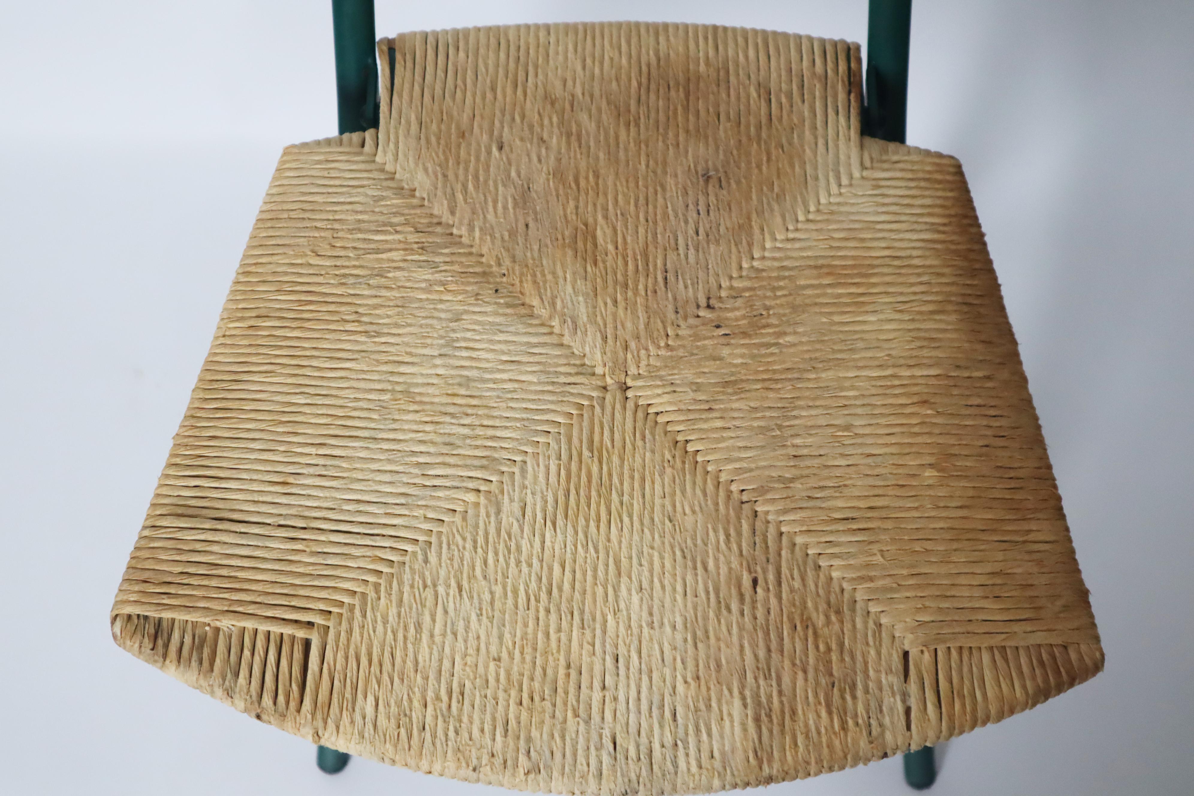 Green Folding Chair Model Mia by Giorgio Cattelan with Rushes  Italy 1980s For Sale 2