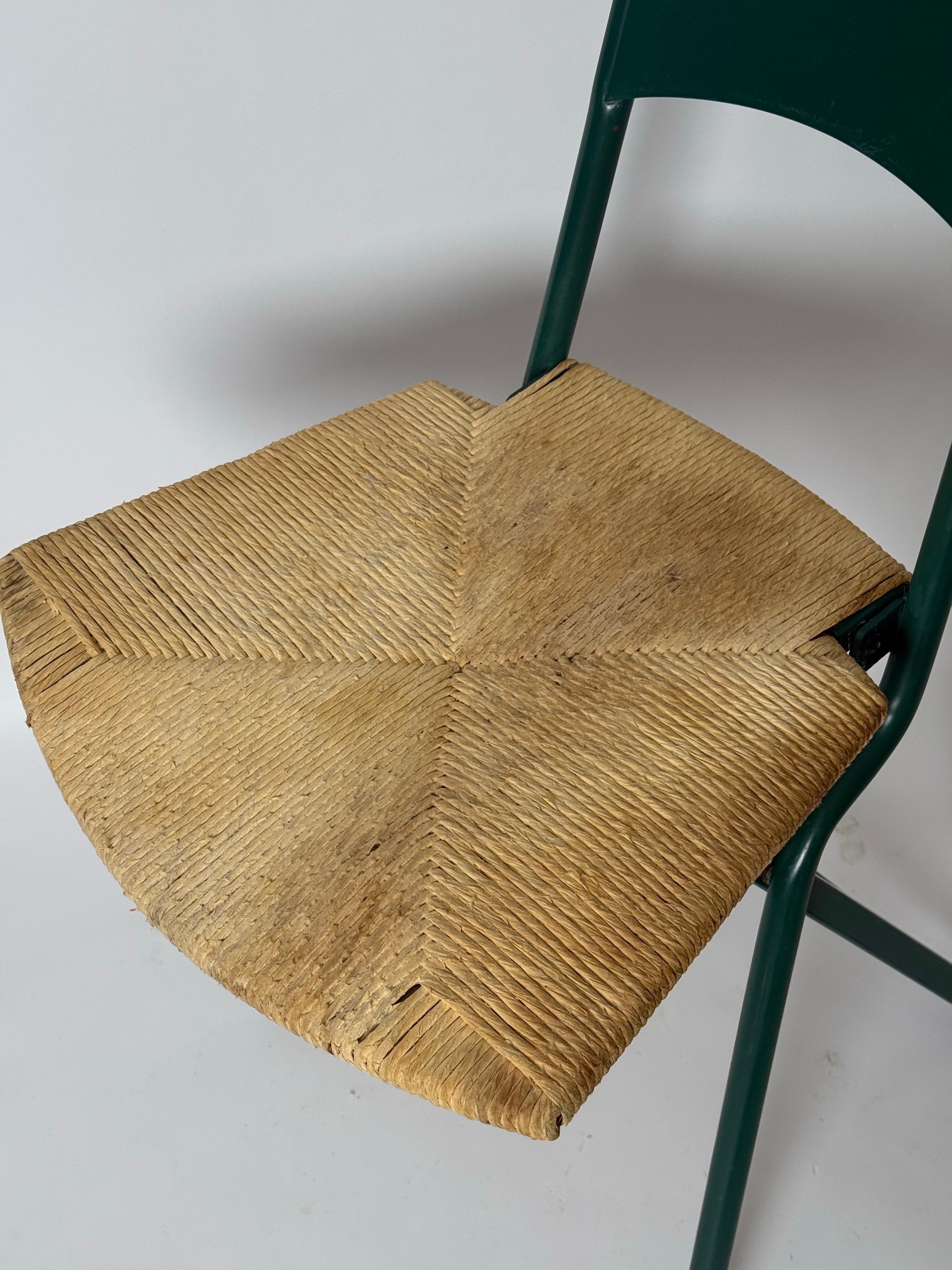 Hand-Crafted Green Folding Chair Model Mia by Giorgio Cattelan with Rushes  Italy 1980s For Sale