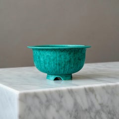 Green Footed Bowl by Wilhelm Kage for Gustavsberg, Sweden, 1930s