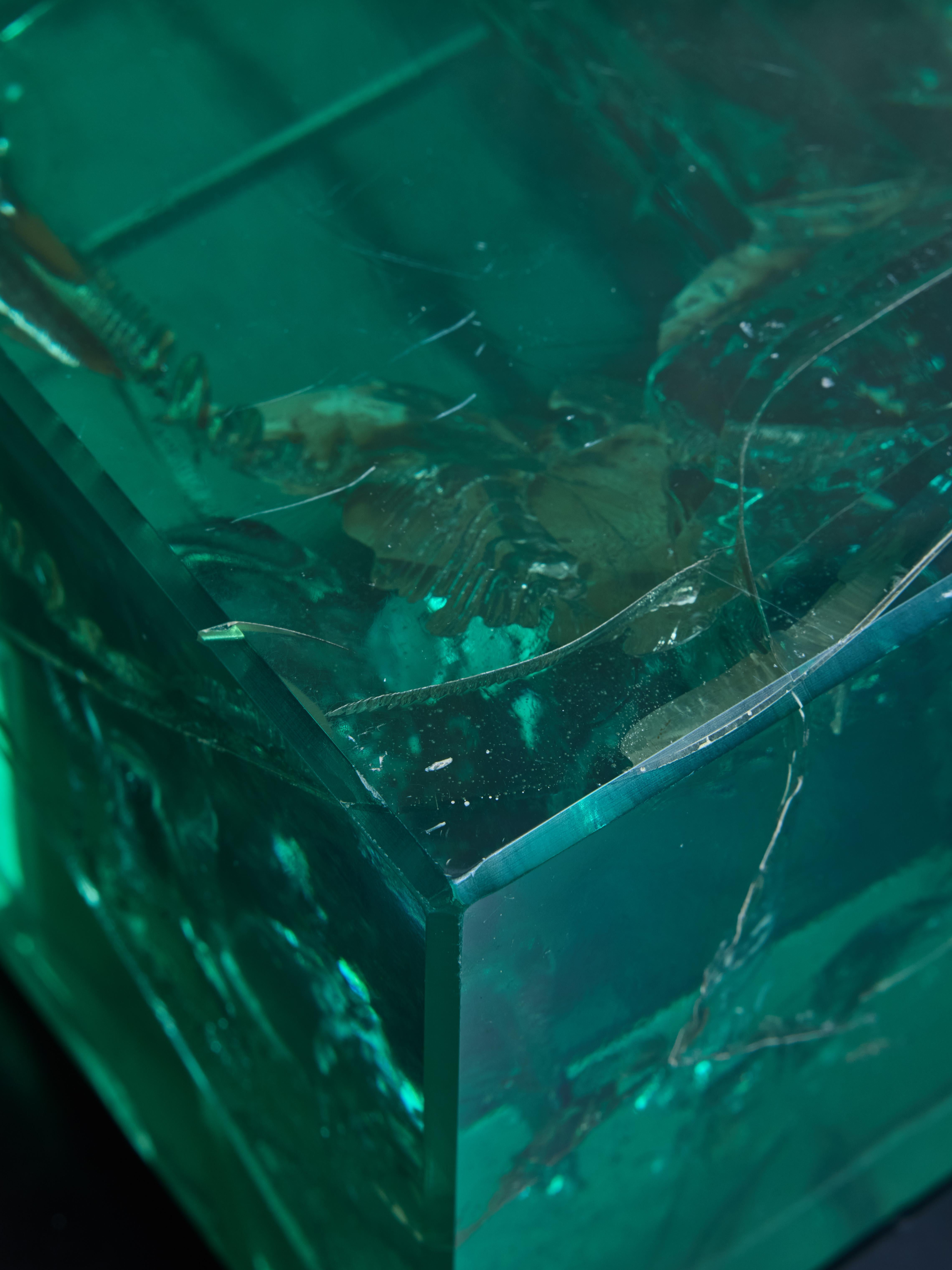 Late 20th Century Green Fractal Resin Decorative Cube