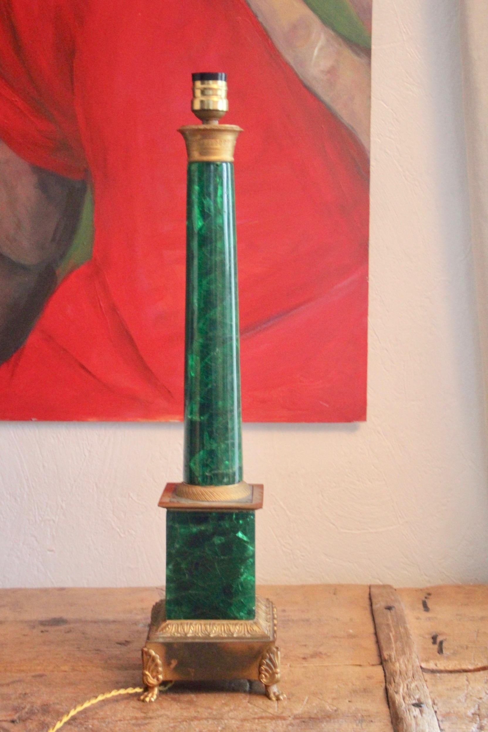 Green fractal resin lamp from the 70s , dimensions with out shade H 68 by 15 by 15 cm 