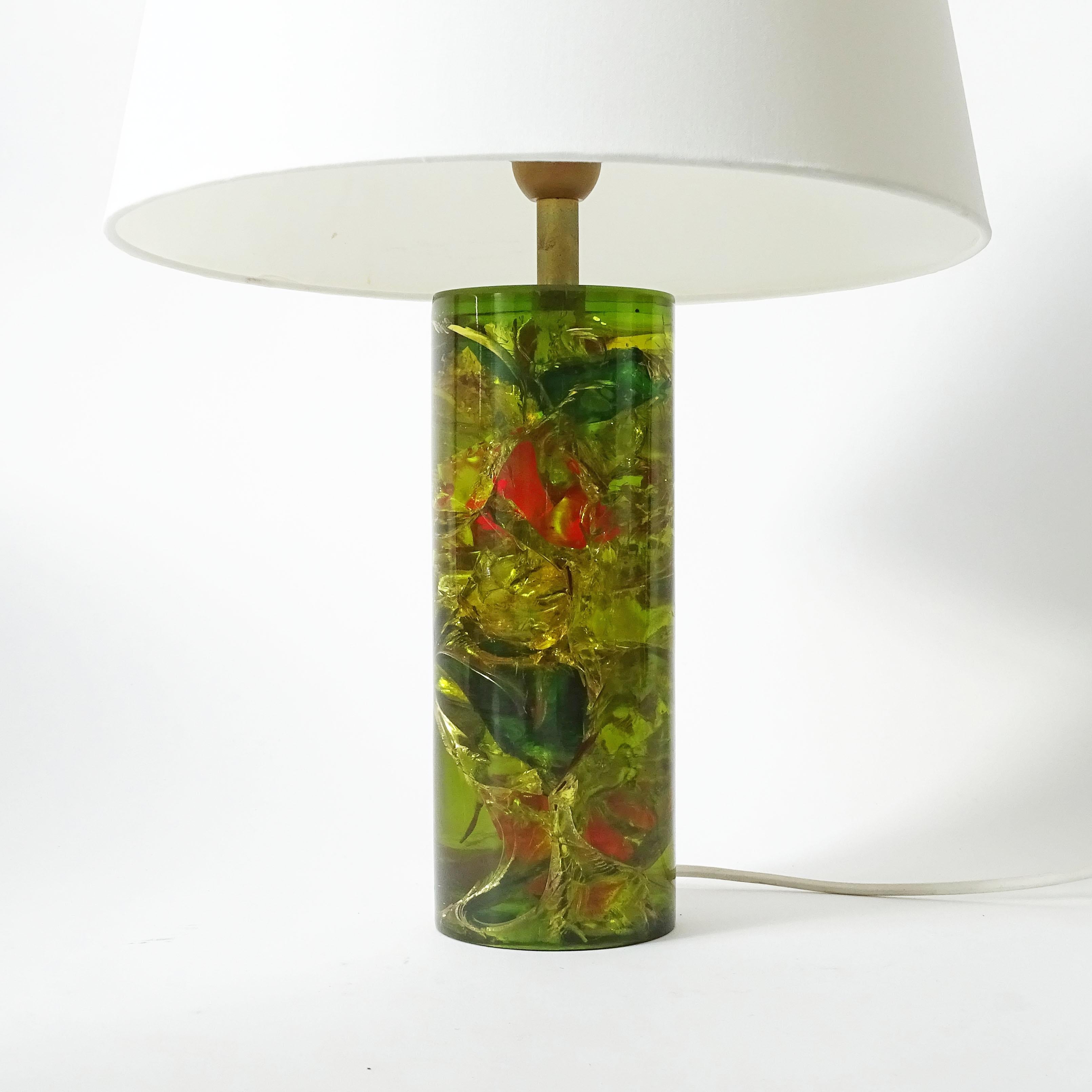 Green Fractal Resin Table Lamp in the style of Pierre Giraudon, France 1970s