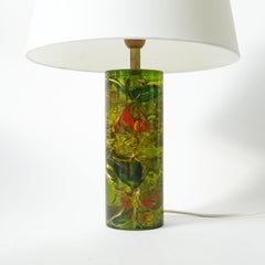 Green Fractal Resin Table Lamp, France 1970s