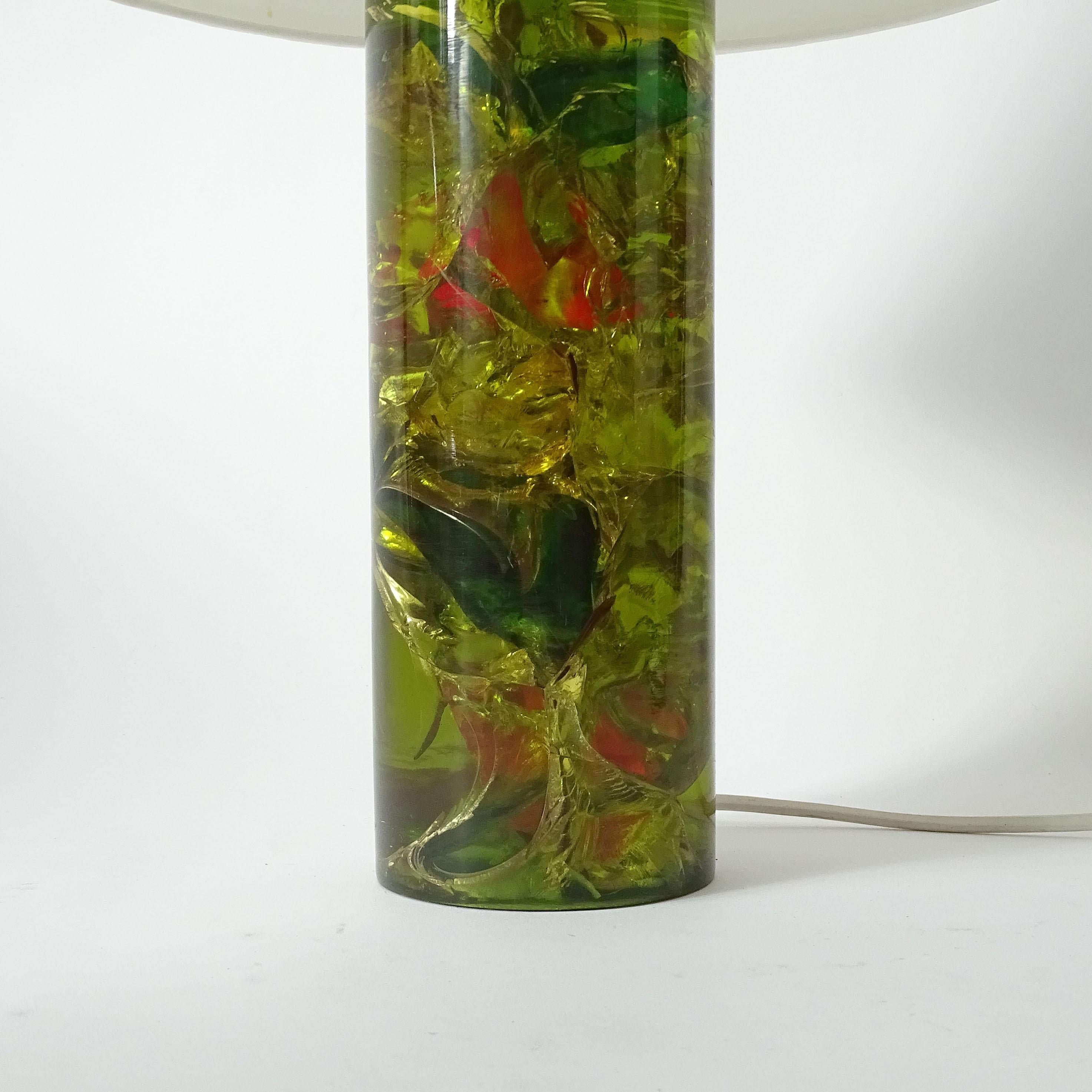 Green Fractal Resin Table Lamp, France 1970s In Good Condition For Sale In Milan, IT