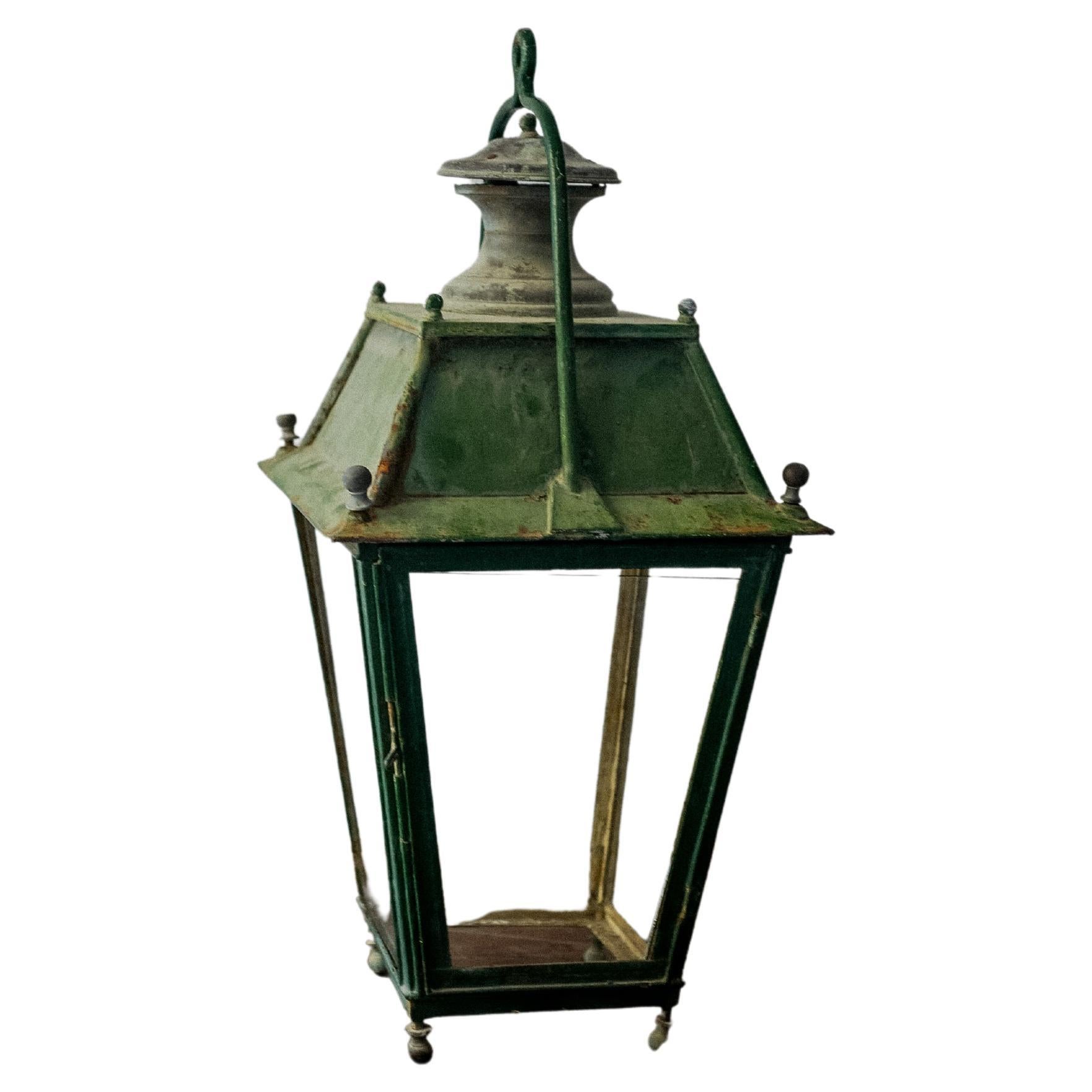 19th Century French Green Lantern Pendant For Sale