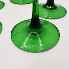 Green French Luminarc Cordial Glassware, Set of 8, 1970s, France