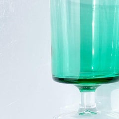 Green French Luminarc Glass Cordial Glassware, Set of 7, 1970s, France