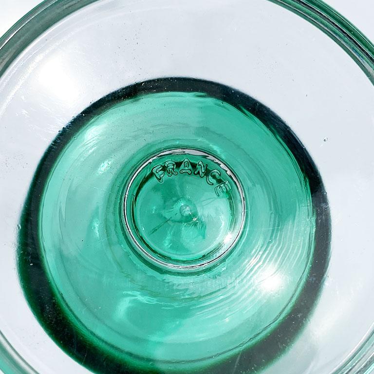 Late 20th Century Green French Luminarc Glass Cordial Glassware, Set of 7, 1970s, France